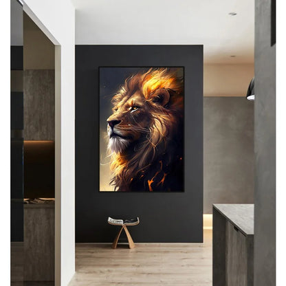 Black and Golden Light Lion Posters Modern Animal Canvas Painting Picture  Wall Art for Living Room Home Decoration No Frame.