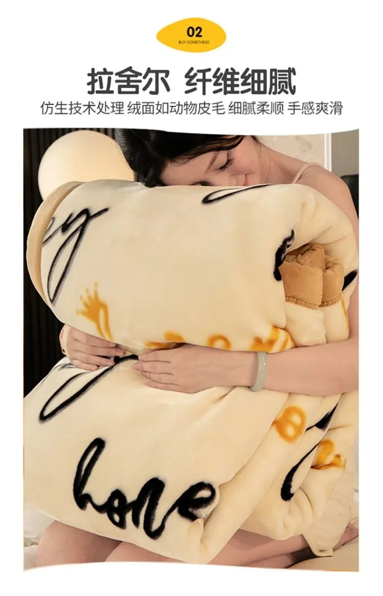 Double-deck Thickening Blanket Winter Dormitory Siesta Plush Fur Quilt Keep Warm Soft Comfortable Coral Fleece Sheet Bed Cover.