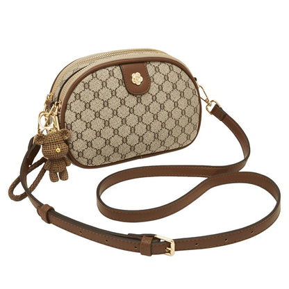 FOXER Women Small Shoulder Bag Fashion Monogram PVC Lady Crossbody Handbag with Adjustable Strap