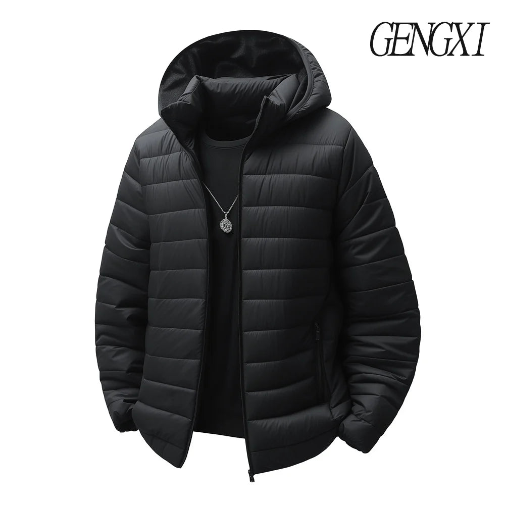 New Winter Fleece-Lined Thickened Cotton Coat Business-Casual Windproof Warm Lightweight Fashionable Hooded Jacket Sports Jacket.