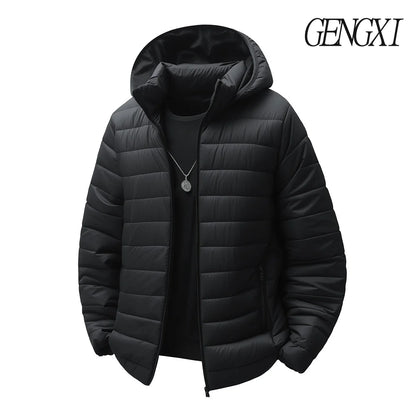 New Winter Fleece-Lined Thickened Cotton Coat Business-Casual Windproof Warm Lightweight Fashionable Hooded Jacket Sports Jacket.
