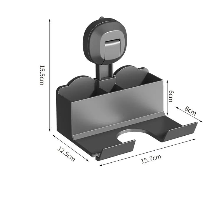 Halterung für Haartrockner, Aufbewahrungsregal mit Saugnapf, ohne Stanztoilette, Aufbewahrungsregal für das Badezimmer, Aufhänger für Haartrockner