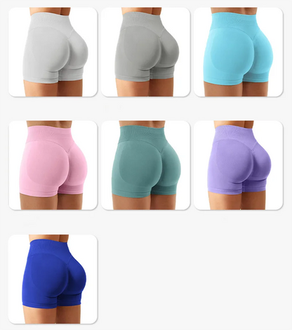 2025 Seamless Yoga Shorts Women Fitness Sports Biker 4.5" Low Ribbed Band Gym Shorts Workout Scrunch Butt Impact Leggings.