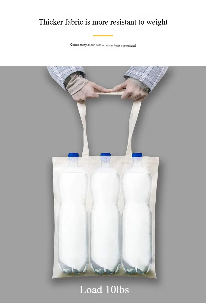 Custom Name White Canvas Tote Bag Large Capacity Foldable Supermarket Shopping Bag for Women Shopper Personalized Handbags.