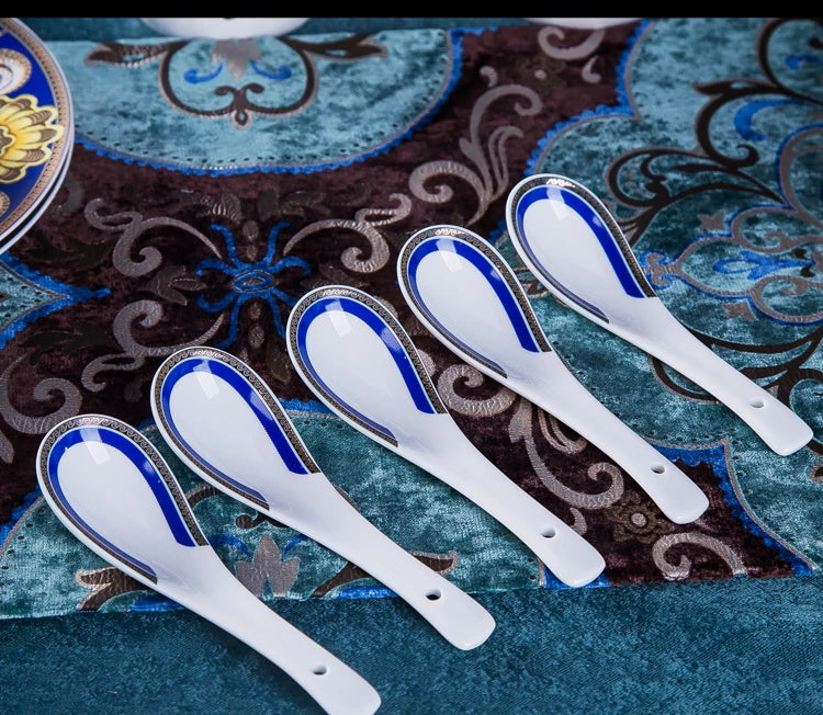 Luxury Blue Ocean Bone China Dishes Plates Western Clubhouse Upscale Heart Of The Sea Ceramic Tableware Decorative Plate.