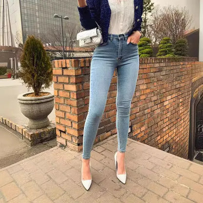 American-style Skinny High-waisted and Hip-lifting Jeans.Women Four Seasons New Fashion Simple Comfortable Stretch Skinny Jeans.