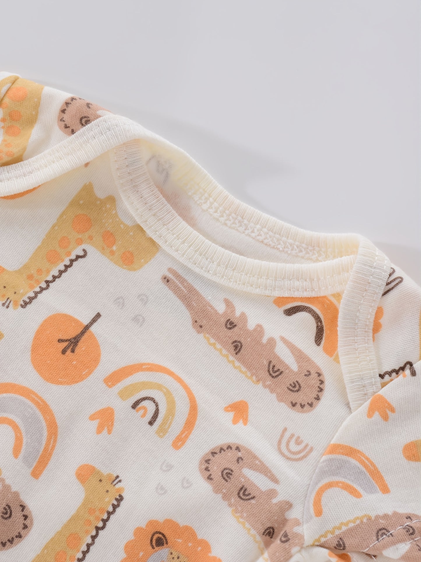 4PCS Neugeborenen Strampler Kurzarm Rundhals Cartoon Tier Blumen Drucken Body Onesies Für Baby Jungen Und Mädchen Kleidung