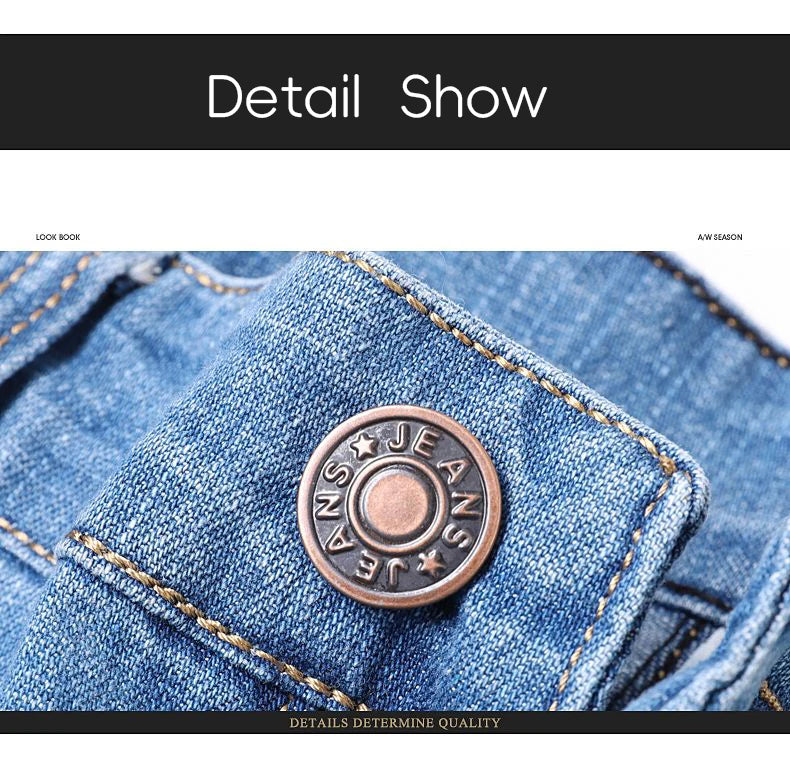 Summer Thin Men's Elastic Cotton Jeans Fashion Blue Comfortable Business Straight Casual Pants Brand Male Clothes Trousers.