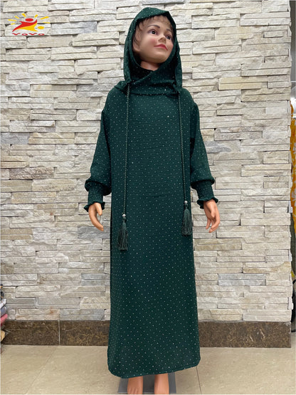 Eid Kids Cotton Prayer Garment Dress Muslim Girls Long Khimar Hijab Turkey Abaya Dresses Islamic Dress Full Cover Robe Ramadan.