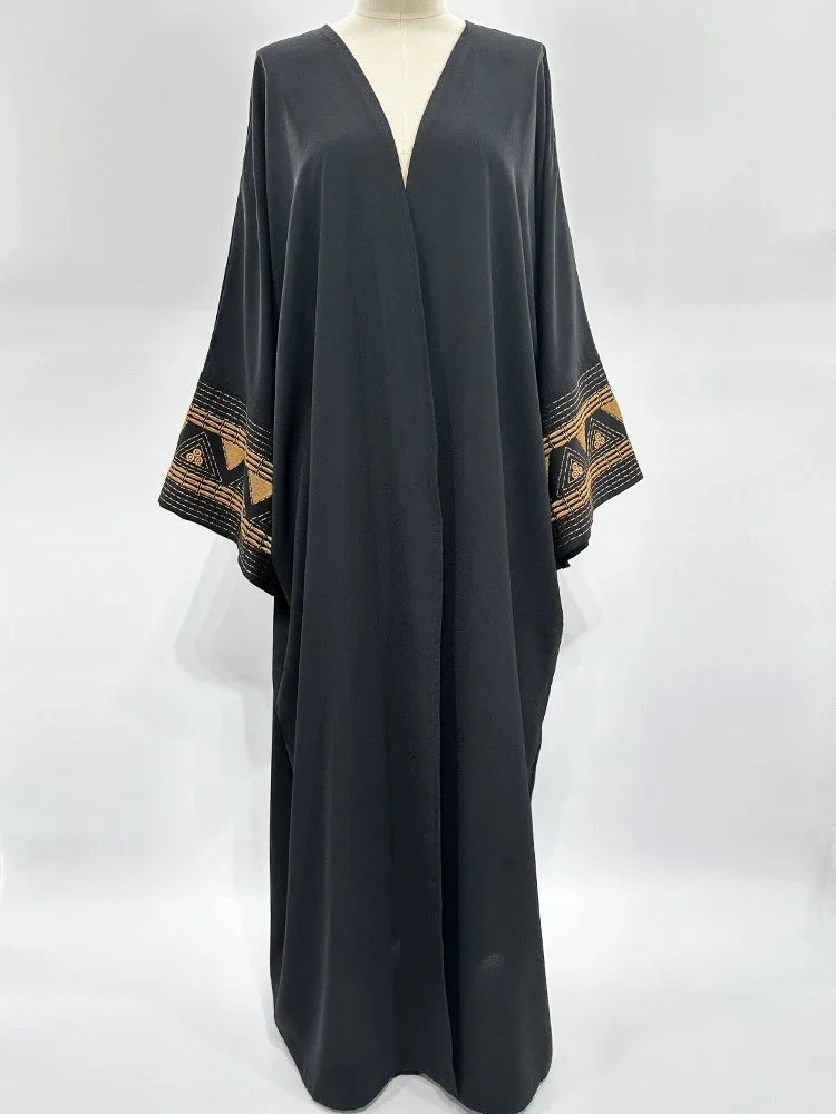 White Black Open Batwing Kimono Abaya Dubai  Islam Muslim Dress For Women Kebaya Kaftan Robe Musulmane Caftan Marocain Femme.