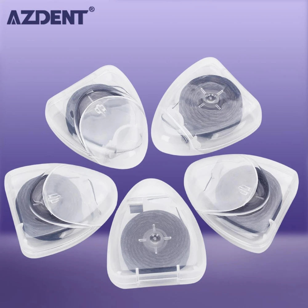 AZDENT 5 Box 50m Bamboo Charcoal Dental Flosser Black Toothpick Mint flavor Dental Floss Teeth Flosser Teeth Stick Tooth Cleaner.