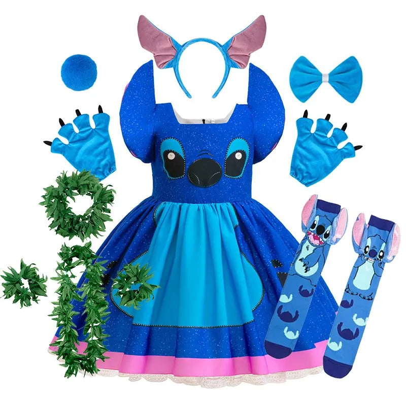Baby Disney Film Stich Rolle Spielen Kostüm Sets Cartoon Niedliche Prinzessin Kleid Bühne Leistung Halloween Karneval Kinder Kleid