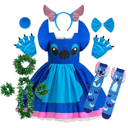 Baby Disney Film Stich Rolle Spielen Kostüm Sets Cartoon Niedliche Prinzessin Kleid Bühne Leistung Halloween Karneval Kinder Kleid