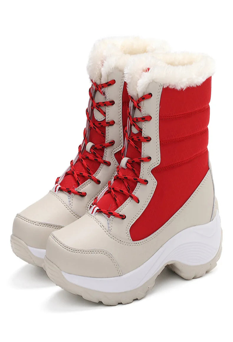 Women's Boots Lightweight Fur Boots Ankle Heels Winter Shoes Woman Fashion White Platform Botas Mujer Snow Boots Winter Footwear.