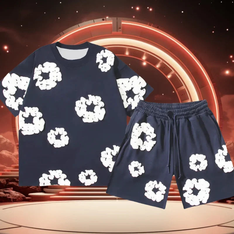 Amerikanische Mode Street Trend Marke Kapok Druck 3 dT-shirt Set Komfortable Atmungsaktive Motorrad Schnell Trocknend 2025, Neue Modus.