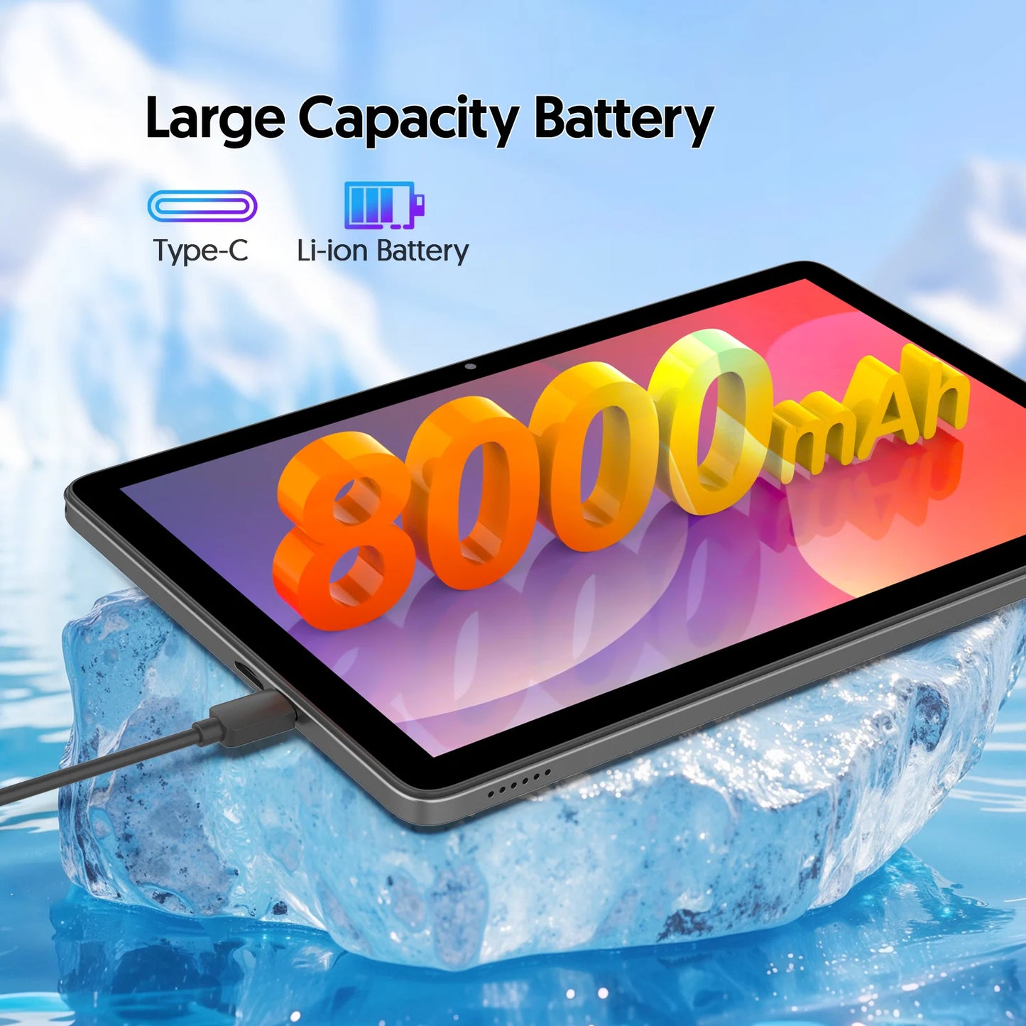 BAKEN 10-inch Android 15 tablet, A333 penta-core processor, 24GB (6GB + 18GB expansion) RAM + 128GB ROM, 5G WiFi, 8000mAh.