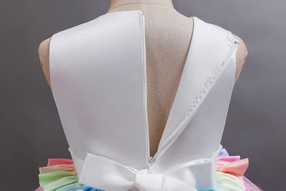 2023 Neues Regenbogen-Einhorn-Kleid für Mädchen, besticktes Tanzkleid, Halloween-Performance-Kleidung, Kinderkleidung, 3–10 Jahre alt