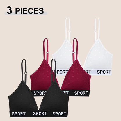 3Pcs/Set Women's Sexy Lace Bras Seamless Letter Deep V Adjusted-Straps Underwear Fashion Cozy Breathable Intimate Lingerie 2025.