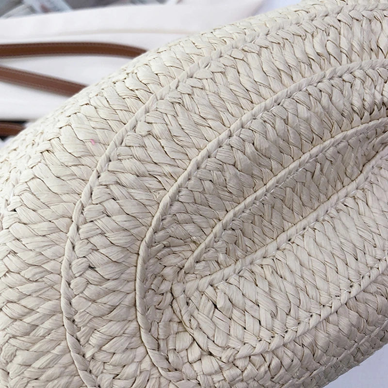 Women's Large Capacity Shoulder Bag Summer Straw Woven Basket Handbag Fashion Female Luxury Designer Beach Bag Bali Shopper Tote