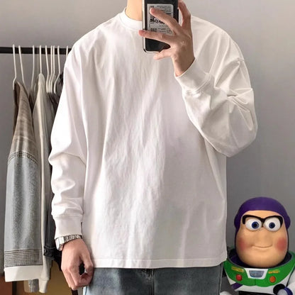 300gsm Heavy Weight Cotton T-shirt Long-sleeved T-shirt for Men Women Pure White Men's Blank Shirt Wholesale.