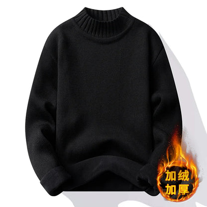 Men's Winter Fleece Pullover Knit Sweater Wool Plus Velvet Clothing Thick Warm O-neck Jumpers Fashion Y2K Knitwear.