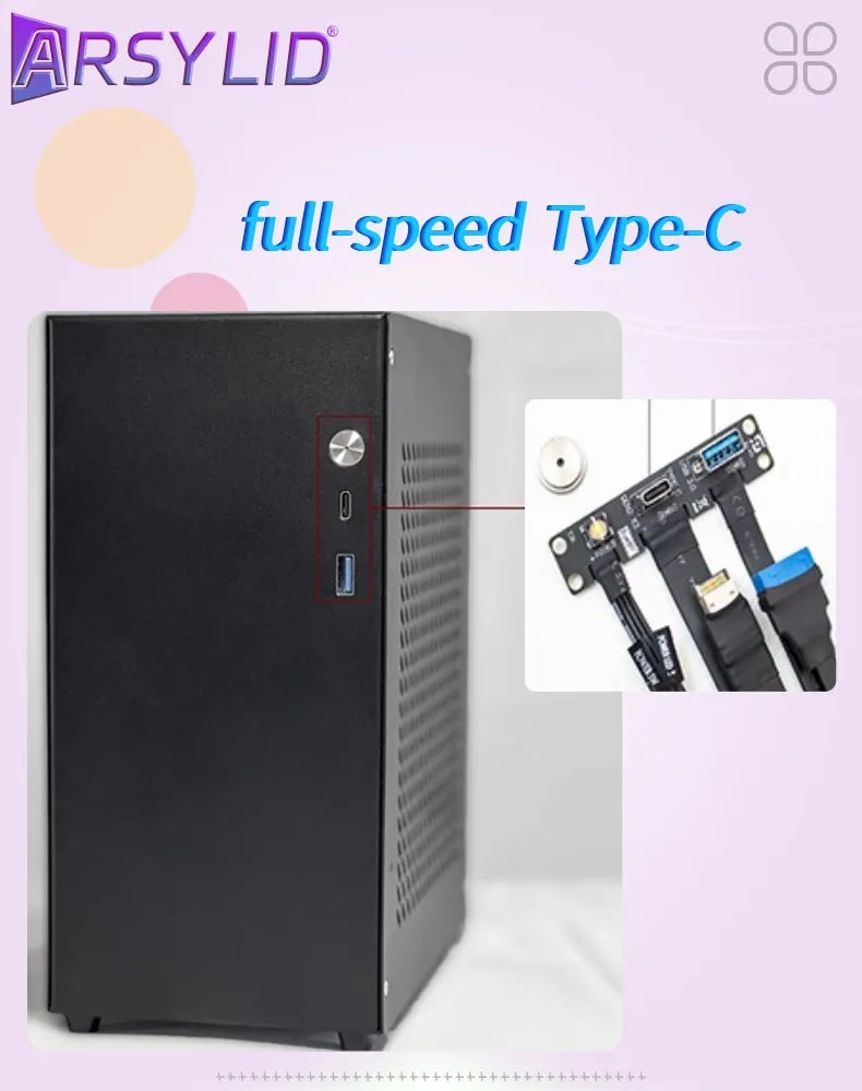 ARSYLID M24 pro ITX A4 Computer Case 5L 190mm Graphics Card Tpye-C Flex PSU 47mm Radiator Mini PC Chassis.