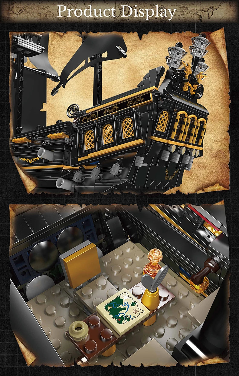 Mould King 13111 13199 Movie Toys The MOC Black Pearl Pirate Ship Model Assembly 16006 Building Block Brick Kids Christmas Gifts.