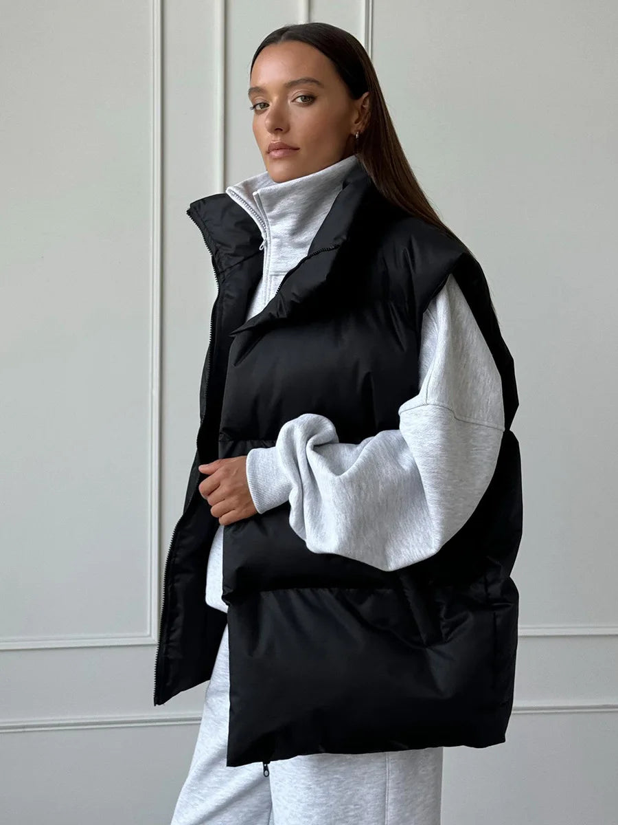 Talenza Damen-Weste aus Baumwolle, neu, ärmellos, sportlich, lässig, einfarbig, Winter, warme Weste, Jacke, Weste, Damen-Baumwolljacke