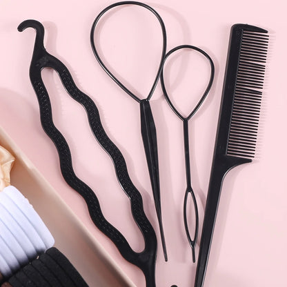 1109pcs Women Dark Hair Accessories Set Elastic Seamless Ponytail Scrunchies Small Rubber Bands Fashion Hair Ties Headbands.