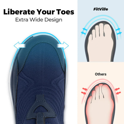 Fitville Wide Men'S Slip-On Running Shoes Lightweight Breathable Outdoor Casual Sports Walking Shoes Sneakers For Swollen Feet.