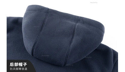 Maxbarley Winter Sportswear Set Mens Retro Training Thick Fleece Jacket + Pants Two Piece Set Casual Ski Running Tracksuit Suit