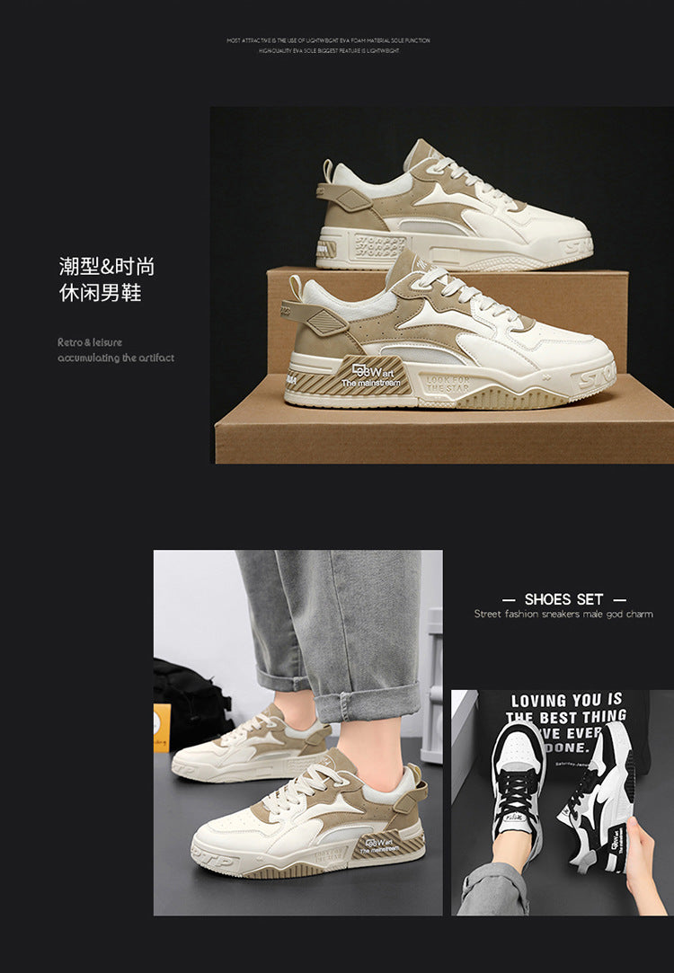 New Autumn Men's Sneakers Men's Comfortable Platform Shoes 2023 Trend Lace-up Vulcanized Shoes White Casual Sneakers Zapatillas.