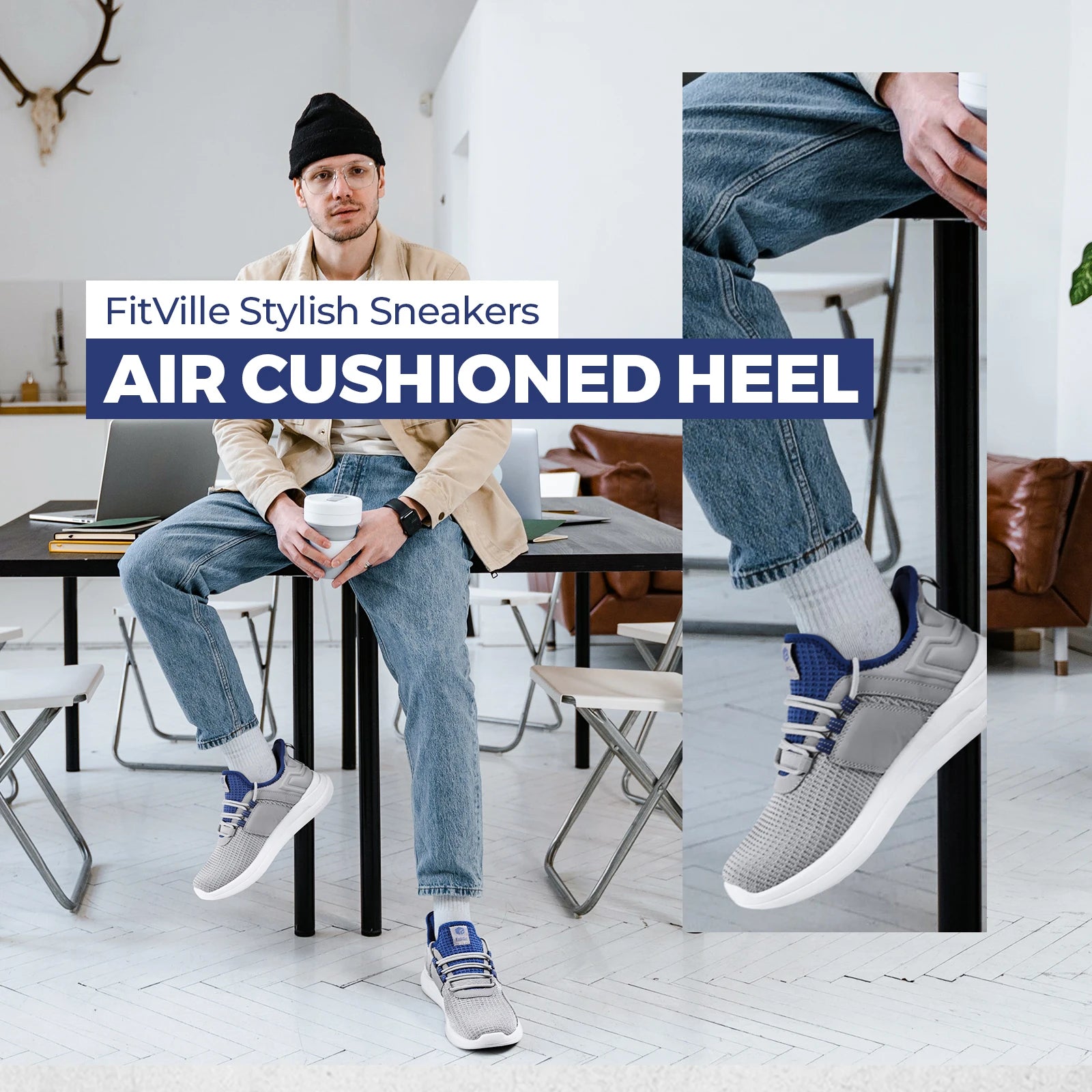 FitVille Herrenschuhe, extra breit, leicht, für geschwollene Füße, orthopädische Fußschmerzlinderung, Straßenlauf- und Wandersneaker.