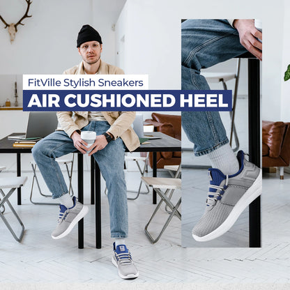 FitVille Herrenschuhe, extra breit, leicht, für geschwollene Füße, orthopädische Fußschmerzlinderung, Straßenlauf- und Wandersneaker.