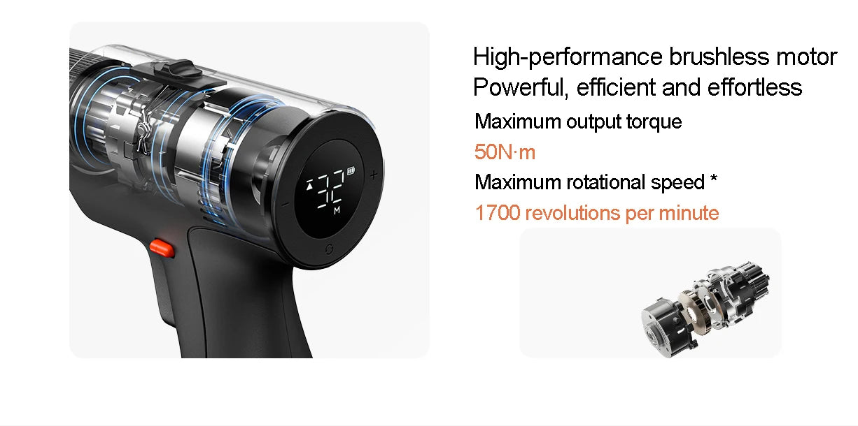 Xiaomi Mijia Bürstenlose elektrische Bohrmaschine 2, Smart Home-Elektrowerkzeug Typ C, wiederaufladbarer multifunktionaler Akku-Bohrschrauber, Schraubendreher CN