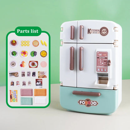 Cute Simulation Microfilm Furniture Double Door Refrigerator 1:12 Dollhouse Kitchen Model Decorations For Girl Birthday Gifts.