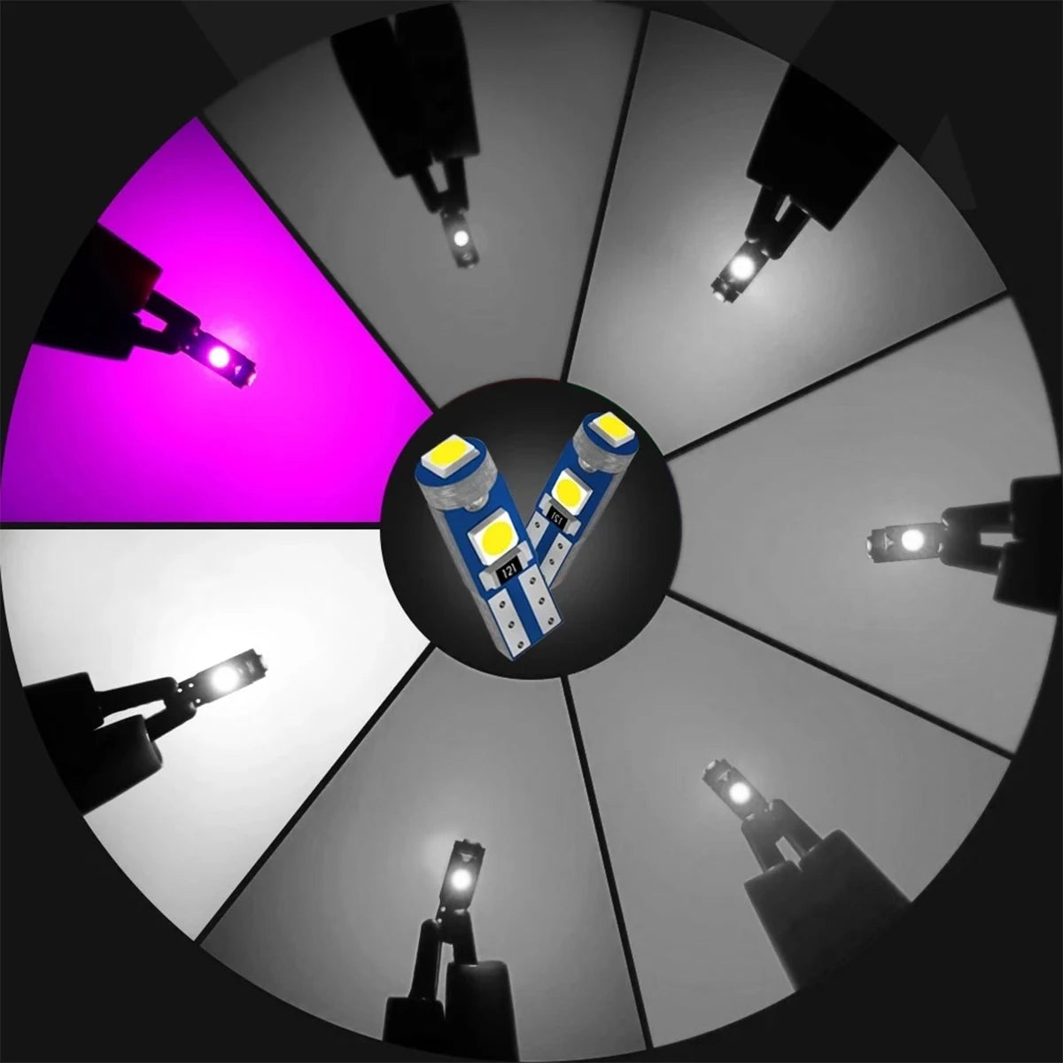 10X T5 Led-lampe W3w Auto Lichter Lizenz Lampe Motorrad Dashboard Licht Auto 3smd 12v Canbus Innen Mini rote Dome Lesen Lampen.