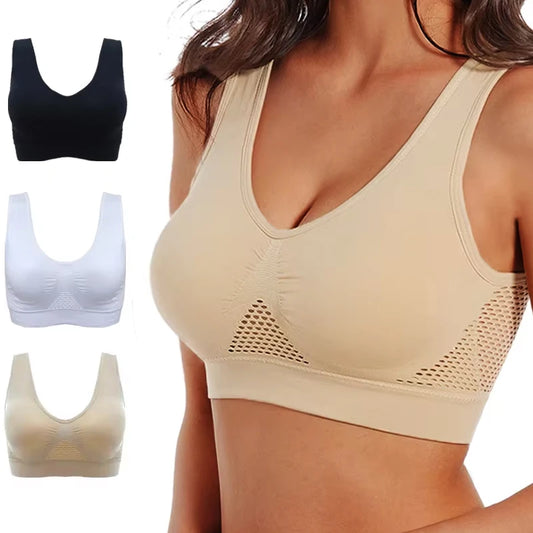 Breathable Sports Bra Top Fitness Women Brassiere Removable Padded Sport Bra Running Gym Seamless Push Up Bras.