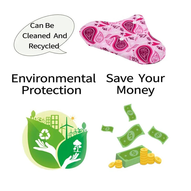 10pc Reusable Menstrual Panties Pads Monthly Period Gaskets Women's Washable Sanitary Napkin Lady Menstrual underwear Cloth Pads.