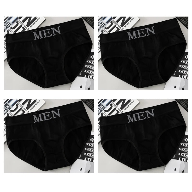 4pcs Mens Sexy Briefs Teenager Sport Underwears Plus Size Fat Men's Underpant Panties Students Breathable Fashion Casual Panties.