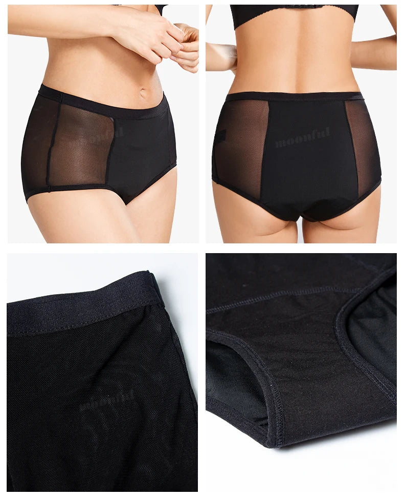 High Waist Period Underwear Lace Mesh Menstrual Panties Women Menstrual Cycle Absorbent Underwear Girl Panties for Monthly.