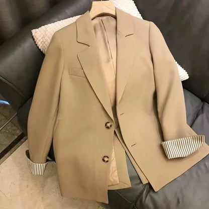 Casual Blazer for Women Korean Elegant Office Ladies Single Breasted Suit Jacket Y2K Autumn Loose Streetwear All Match Outerwear