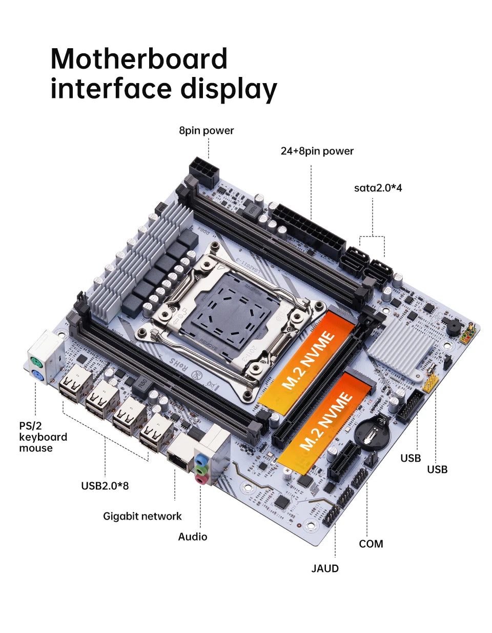 QIYIDA X99 Motherboard Set Kit Xeon LGA2011-3 E5 2680 V4 2x8gb=16GB DDR4 SATA PCI3.0 NVME M.2 X99H5 Gaming Computer.