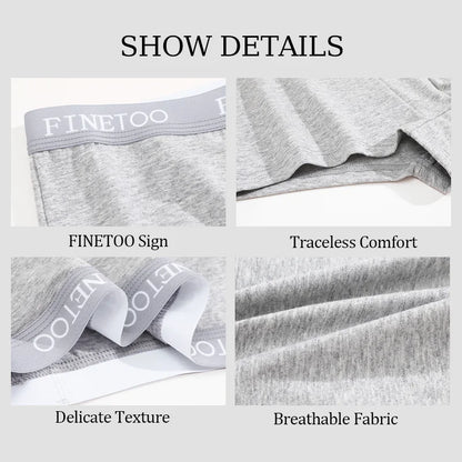 3Pcs Women's Panties Cotton Seamless Sports Boxers Underwear Female Solid Color Briefs Lingerie Intimate Underpant Finetoo S-XXL.