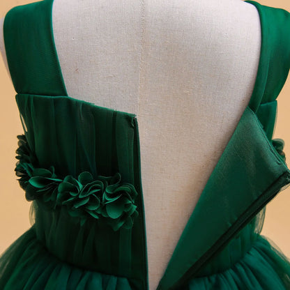 Mädchen Partykleider Weiß Langes Hochzeit Brautjungfer Prinzessin Kleid Abend Tüllkleid Abschlussball Klavier Performance Kleid