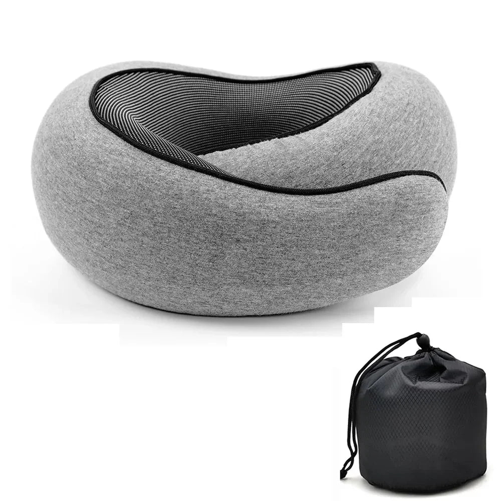 Travel Neck Pillow Memory Foam U-shaped Pillow Snail Style Travel Neck Support Portable Adjustable Soft Noon Break Sleep Pillows.