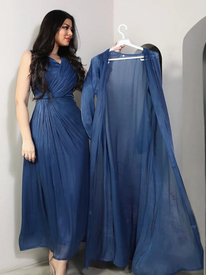 Morocco Party Dress Women Abaya 2 Piece Set Silky Satin Dubai Muslim Dresses Eid Caftan Evening Long Robe Vestidos Abayas Robe.