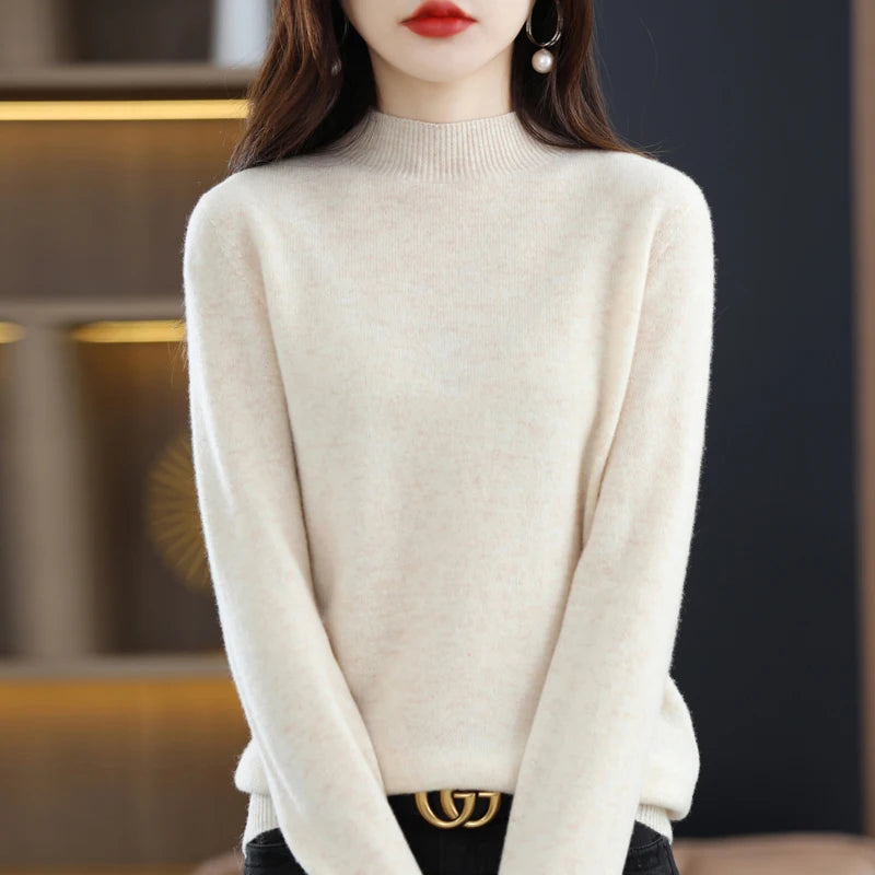2025 Women's Casual Knit Tops Half-neck Pullover In Autumn And Winter New Cashmere Sweater Women's Coat 19 Colors