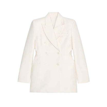 Elegante Zweireiher Blazer Mantel Frauen Schlank Revers Schulter Pads Langarm Jacke 2025, Herbst Büro Dame Pendeln Outer.