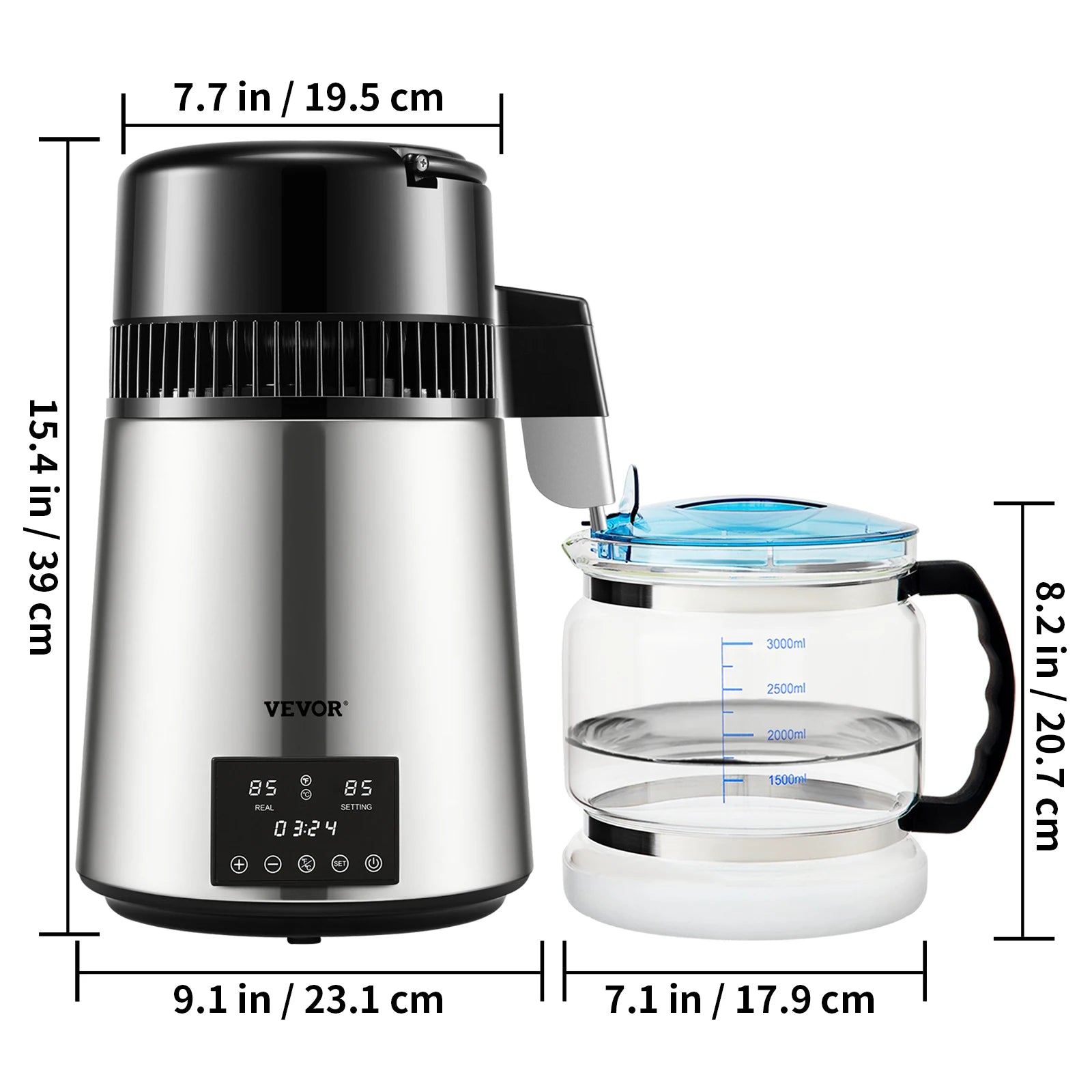 SucceBuy 4L Water Distiller Purifier Filter Dispenser Drinking Bottle Softener Temp Display Overheat Protection Home Appliance.